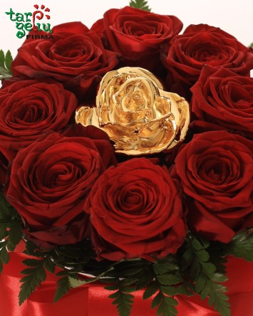 Rožių dėžutė GOLDEN ROSE & RED ROSES | Gėlės