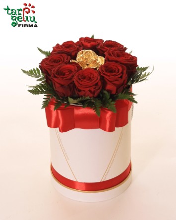 Rožių dėžutė GOLDEN ROSE & RED ROSES | Gėlės
