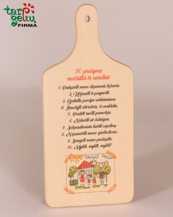 Lentelė "10 prašymų močiutei ir seneliui" | Originalios dovanos krikštynoms