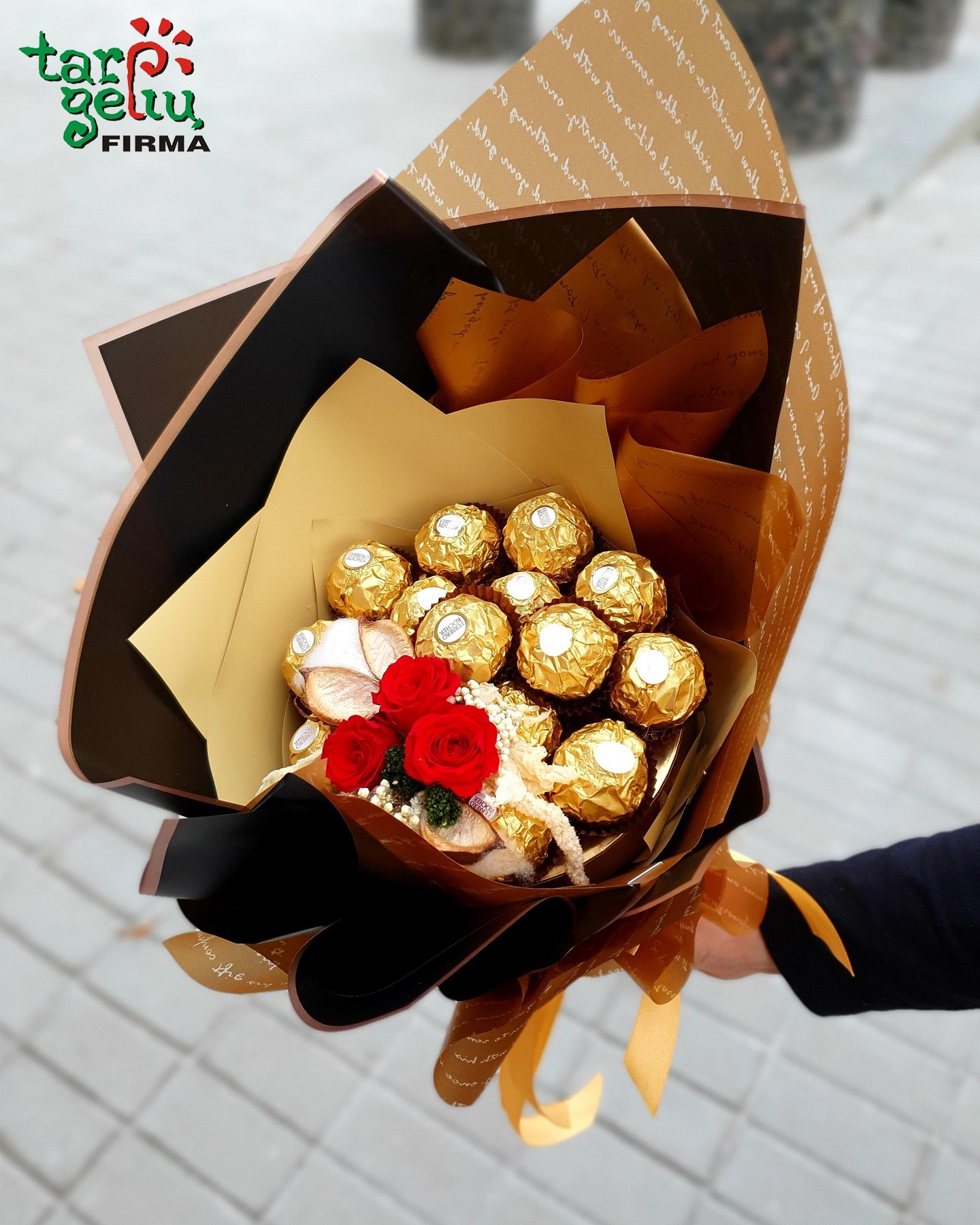 Saldainių puokštė "Ferrero Rocher" | Gurmaniškos dovanos | Saldainiai