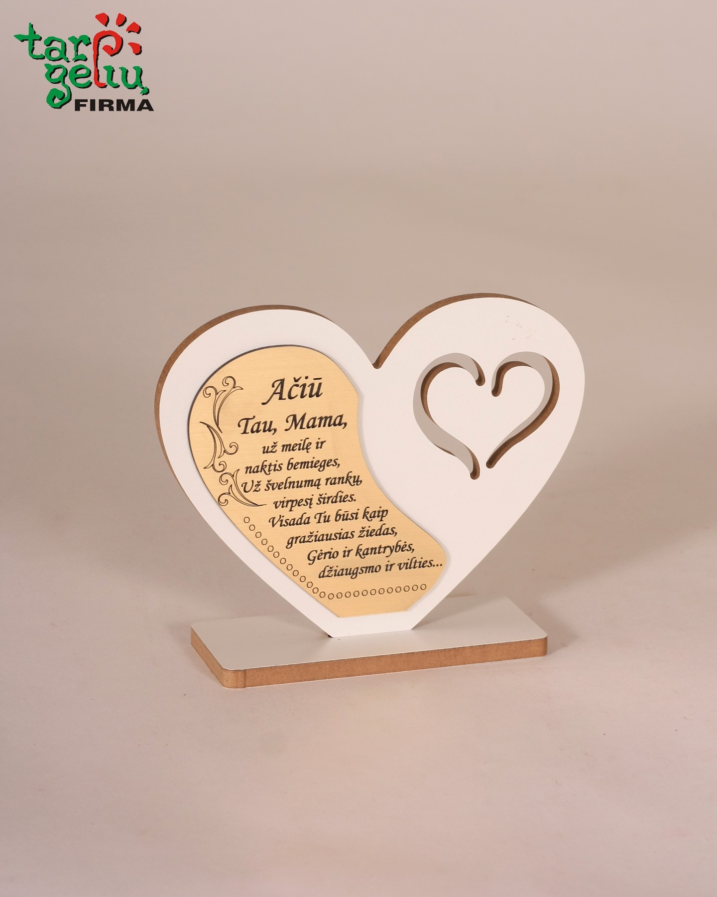 Pastatoma širdis "Ačiū Tau, Mama" | Dovanos