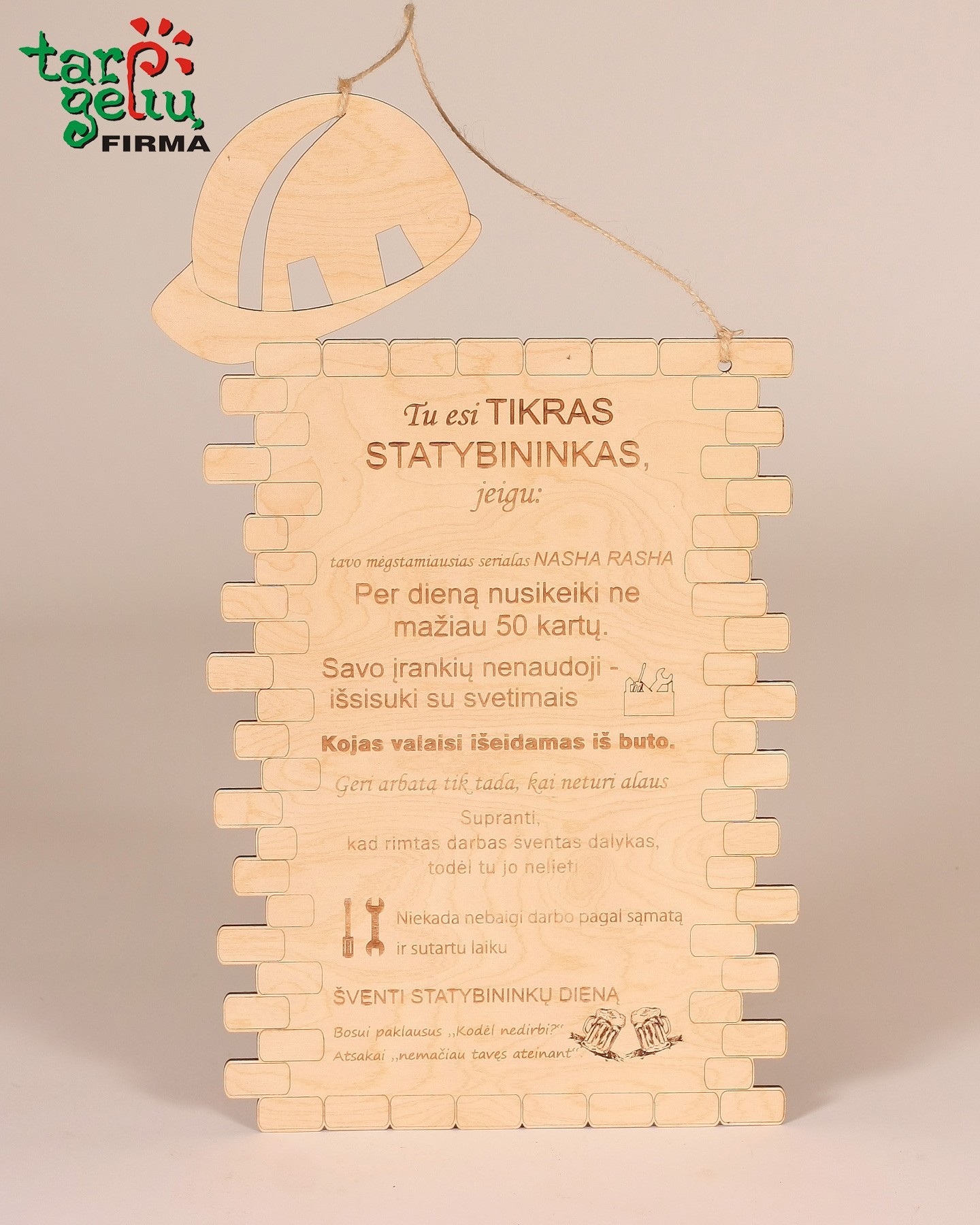 Pakabinama lentelė "Tu esi tikras statybininkas" | Originalios linksmos dovanos