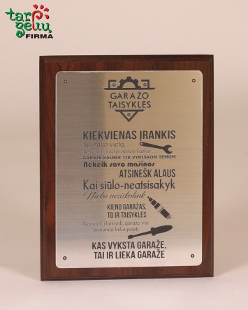Plaketė "Garažo taisyklės" | Originalios dovanos