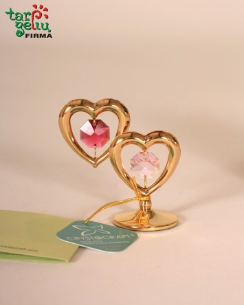 Suvenyras "Dvi širdelės" su Swarovski kristalais  | Meilės dovanos | Dovanos
