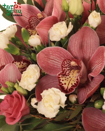 Gėlių dėžutė "Orchidėjų žiedai" | Gėlių kompozicijos