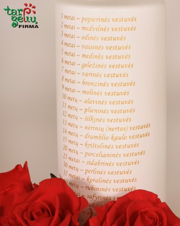 "Vestuvių metinių žvakė"  Dovanos vestuvėms