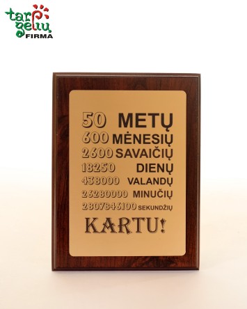 Plaketė "50 metų kartu" | Originalios vestuvių dovanos
