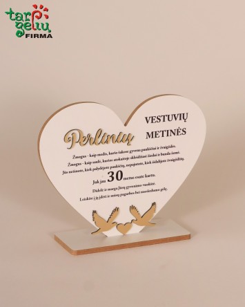 Pastatoma širdis "Perlinių vestuvių metinės" | Dovanos vestuvėms