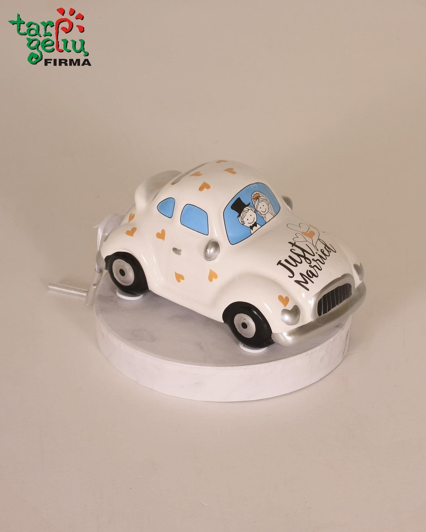 Taupyklė automobilis "Just Maried" | Dovanos vestuvių proga