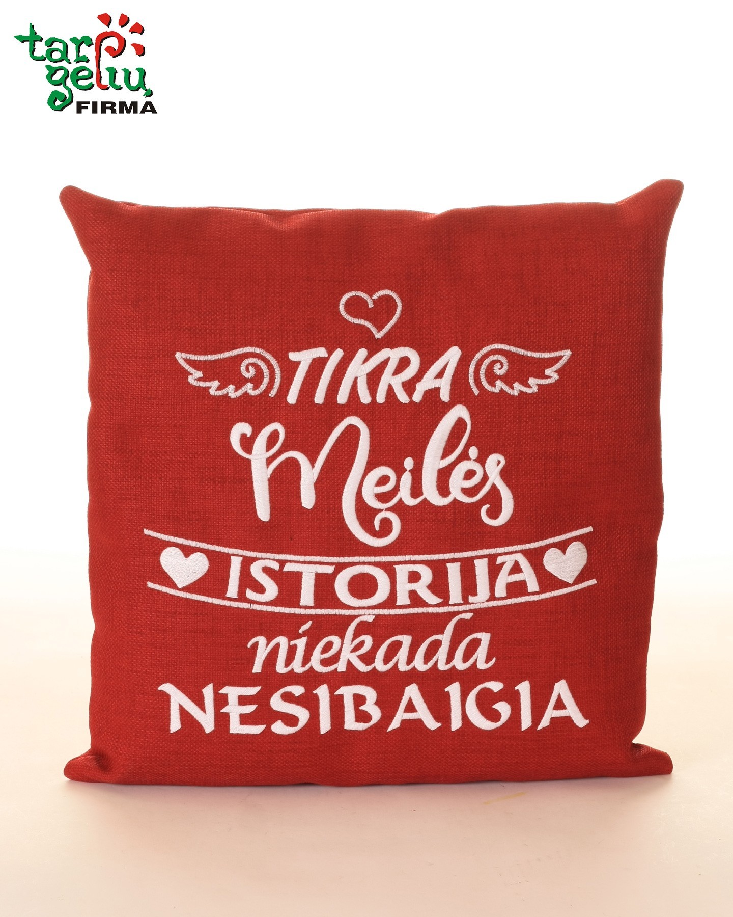 Pagalvėlė "Tikra meilės istorija niekasa nesibaigia" | Dovanos