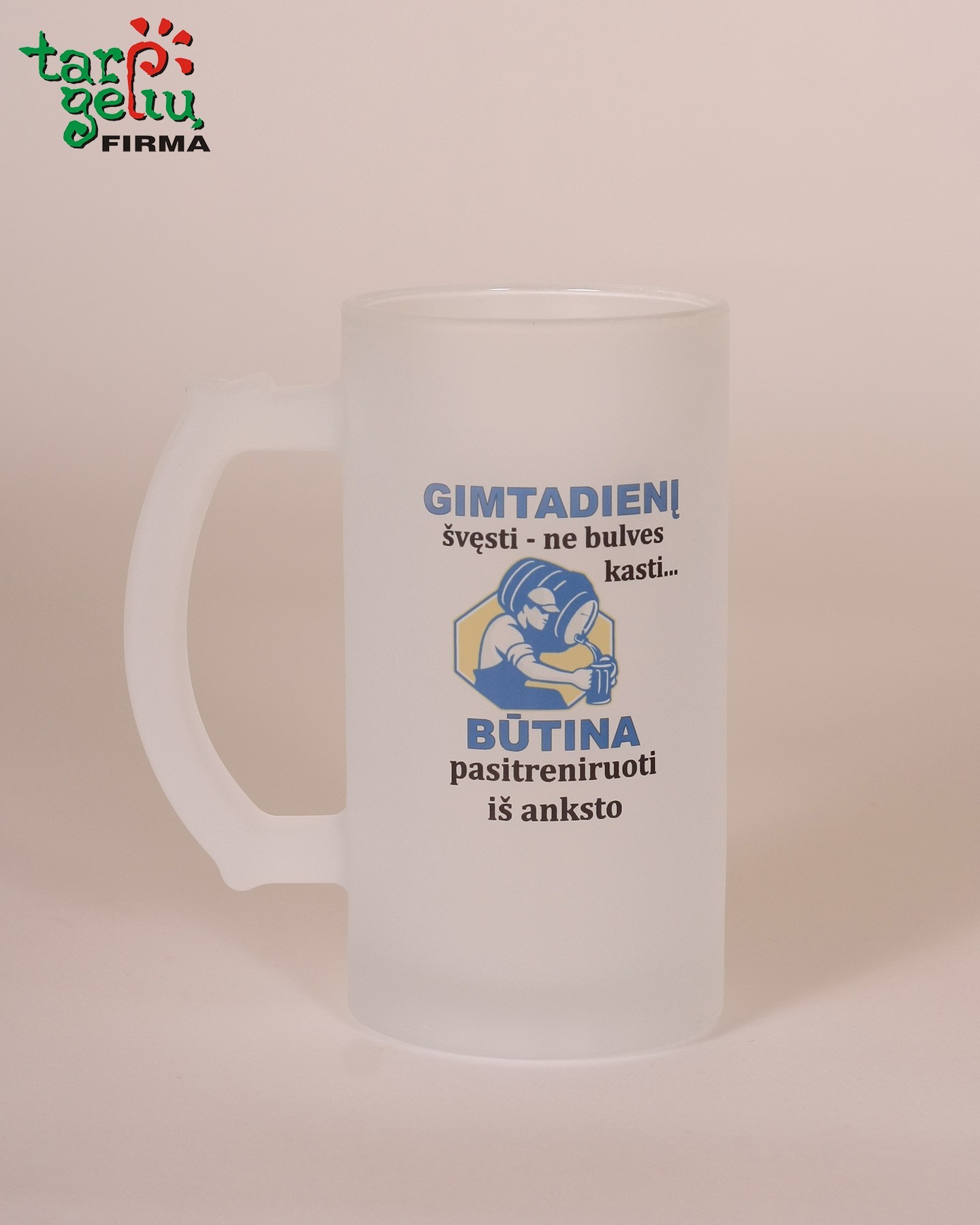 Matinio stiklo bokalas su užrašu | Dovanos vyrams