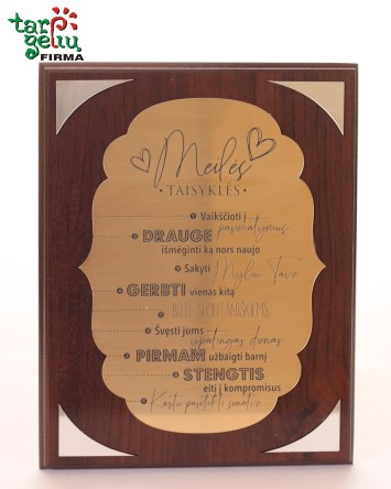 Plaketė "Meilės taisyklės" | Originalios dovanos