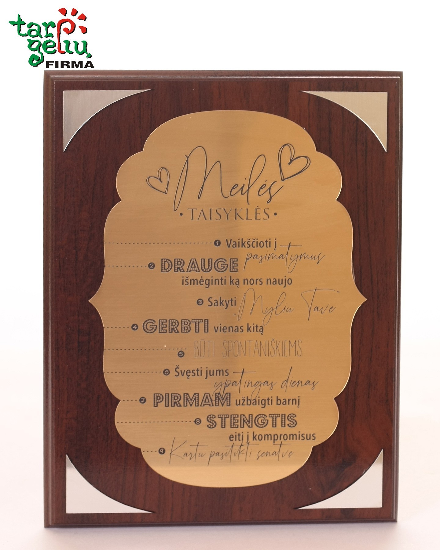 Plaketė "Meilės taisyklės" | Originalios dovanos