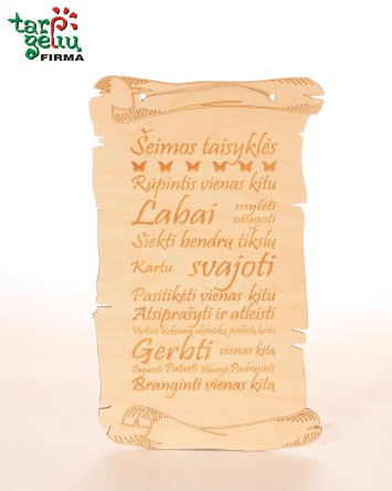 Pakabinama lentelė  "Šeimos taisyklės" |Dovanos
