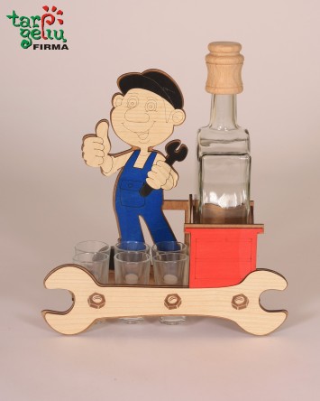 Baras "Mechanikas" su taurelėmis ir grafinu | Dovanos vyrams