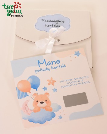 Pasižadėjimų kortelės "Meškiukas" | Dovanos krikštynos