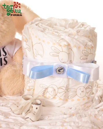 Pampersų tortas "Zuikis puikis" | Krikštynos | Dovanos